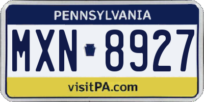 PA license plate MXN8927