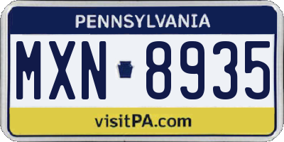 PA license plate MXN8935