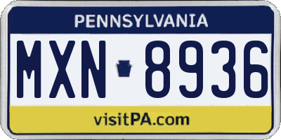 PA license plate MXN8936