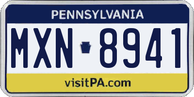 PA license plate MXN8941
