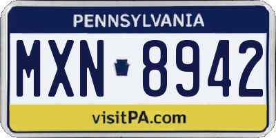 PA license plate MXN8942