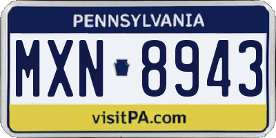 PA license plate MXN8943