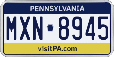PA license plate MXN8945