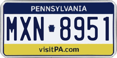 PA license plate MXN8951