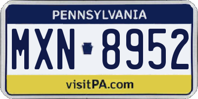 PA license plate MXN8952
