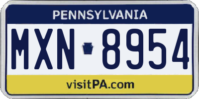 PA license plate MXN8954
