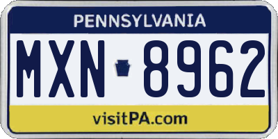 PA license plate MXN8962