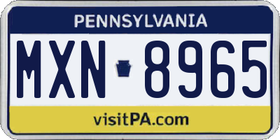 PA license plate MXN8965