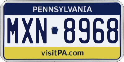 PA license plate MXN8968