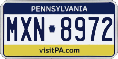 PA license plate MXN8972
