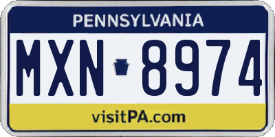 PA license plate MXN8974