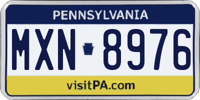 PA license plate MXN8976
