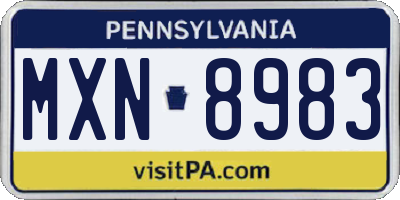 PA license plate MXN8983