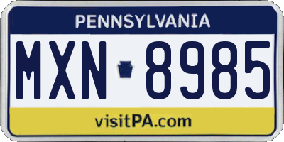 PA license plate MXN8985