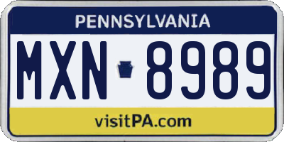 PA license plate MXN8989