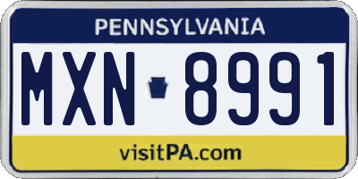 PA license plate MXN8991