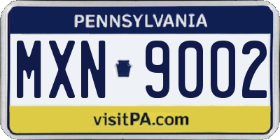 PA license plate MXN9002