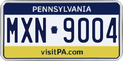 PA license plate MXN9004