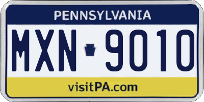 PA license plate MXN9010