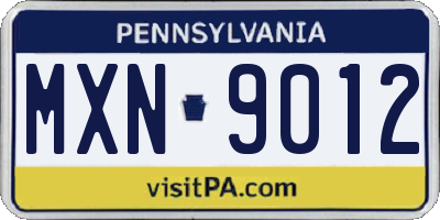 PA license plate MXN9012