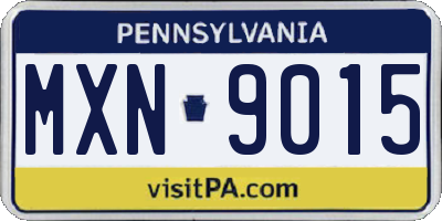 PA license plate MXN9015