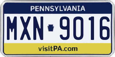 PA license plate MXN9016