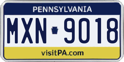 PA license plate MXN9018