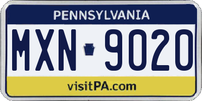 PA license plate MXN9020