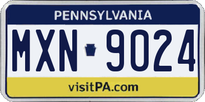 PA license plate MXN9024