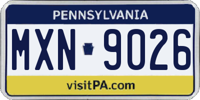 PA license plate MXN9026