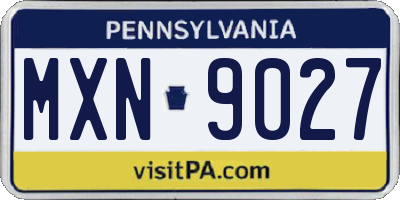 PA license plate MXN9027