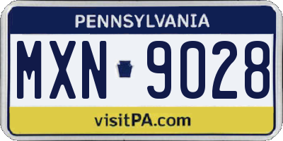 PA license plate MXN9028