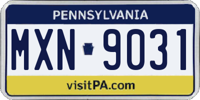 PA license plate MXN9031