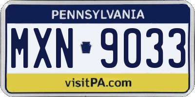 PA license plate MXN9033