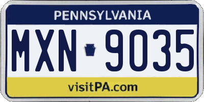 PA license plate MXN9035