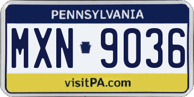PA license plate MXN9036