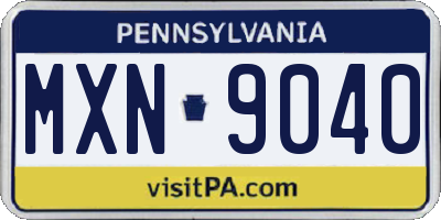 PA license plate MXN9040