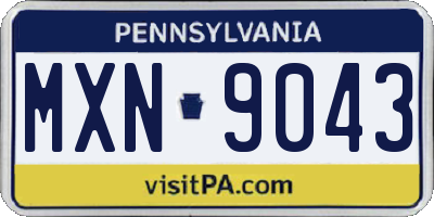 PA license plate MXN9043
