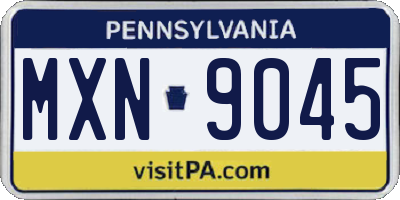 PA license plate MXN9045