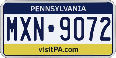 PA license plate MXN9072