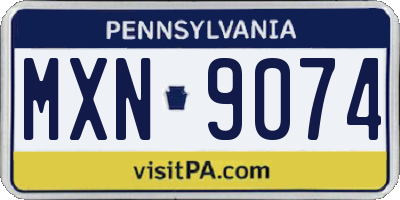 PA license plate MXN9074