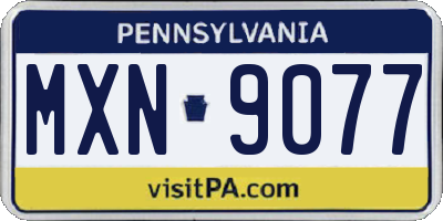 PA license plate MXN9077