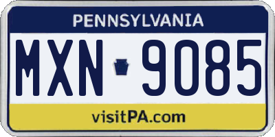 PA license plate MXN9085