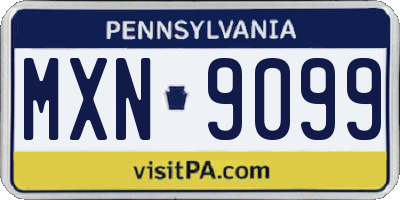 PA license plate MXN9099