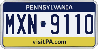 PA license plate MXN9110
