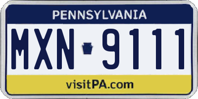 PA license plate MXN9111