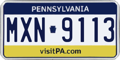 PA license plate MXN9113