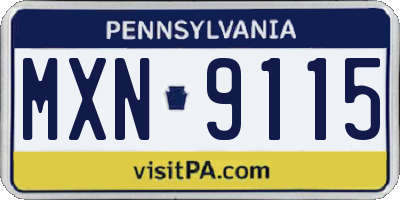 PA license plate MXN9115