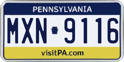 PA license plate MXN9116