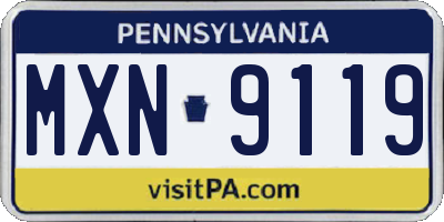 PA license plate MXN9119